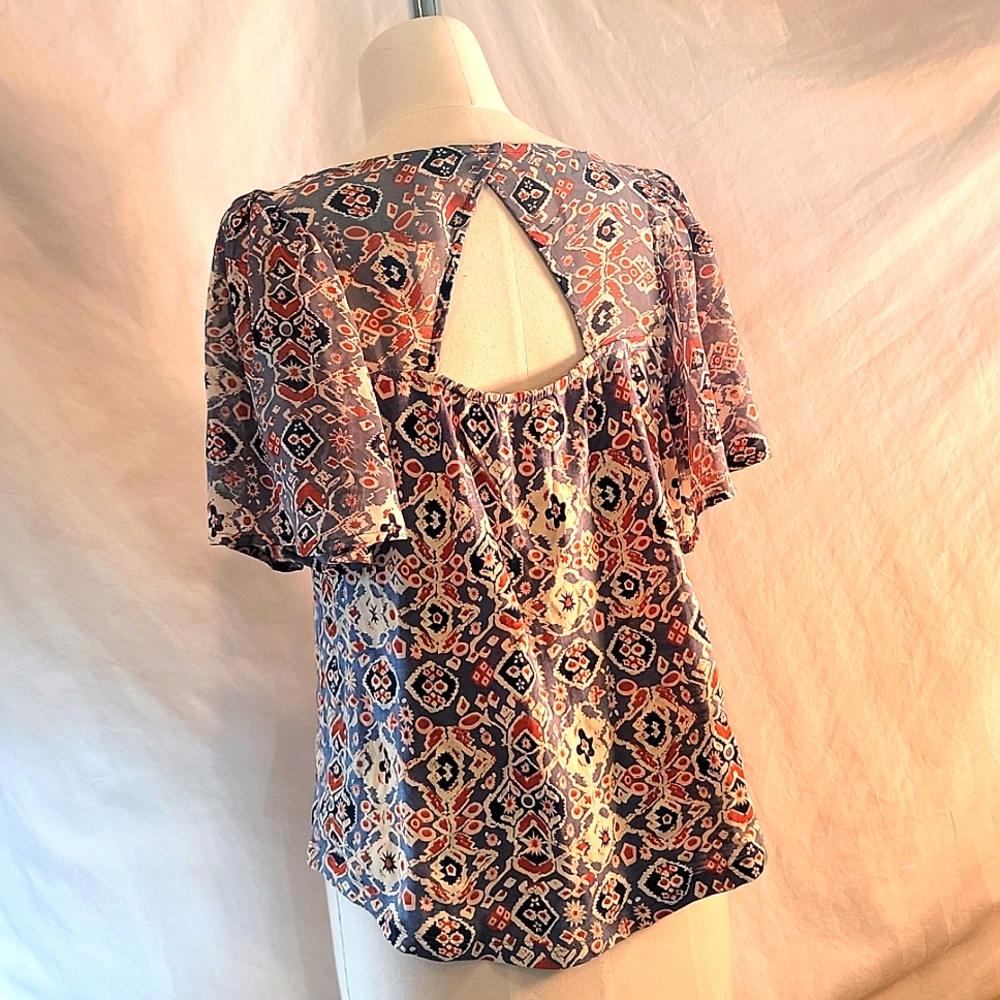 Lucky Brand Flutter Sleeve Aztec Print - Picture 2 of 3